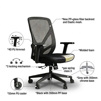 Chaise de bureau ergonomique personnalisée en maille avec fonction d'inclinaison réglable et dossier rembourré pour un confort de position assise prolongée