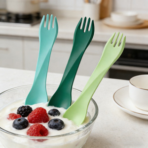 Fourchettes d'alimentation en silicone pour bébé, cuillère souple pour repas d'enfants, vaisselle de couleur unie, 0-12 mois - Product Image 1