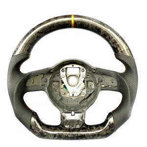 Volant en fibre de carbone pour <span class=keywords><strong>Audi</strong></span> TT <span class=keywords><strong>R8</strong></span>, <span class=keywords><strong>prix</strong></span> d'usine, vente chaude, personnalisé, forgé, avec cuir perforé noir - Product Image 1