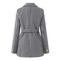 S-4XL Neues Modisches Herbst-Karokleid Koreanische Version mit Taillengürtel Langärmliges Figurbetontes Kleid Bürokleid