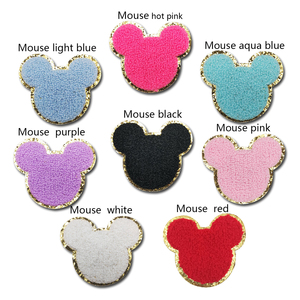 Patches de cabeça de mouse castelo Chenille sortidos com ferro e glitter bordados