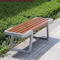 Banc long en acier inoxydable WPC pour cour, parc, espace public, loisirs en plein air, combinaison table et chaises d'extérieur