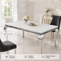 Table à manger en acier inoxydable gris de luxe en gros pour hôtel, maison, restaurant