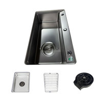 Évier de cuisine monobloc avec panneau incliné, sans robinet, évier de cuisine monobloc à monter en une seule pièce, évier de cuisine avec vidange de 185 mm
