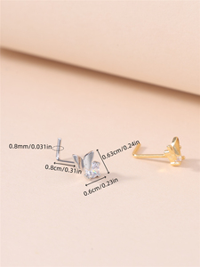 20G clous de nez en forme de L CZ papillon 18K or rempli couleur argent piercing de nez pour femmes fille mignon narine bijoux en gros - Product Image 4