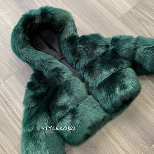 Cappotto invernale <span class=keywords><strong>da</strong></span> <span class=keywords><strong>donna</strong></span> con cappuccio in pelliccia sintetica alla moda <span class=keywords><strong>giacca</strong></span> a bolle corta Plus Size cappotto <span class=keywords><strong>da</strong></span> motociclista in cotone a lunghezza corta - Product Image 6