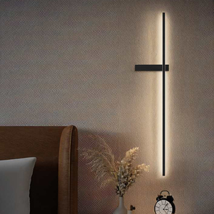 Applique Murale Linéaire en Aluminium, Style Nordique Minimaliste Moderne, pour Chambre à Coucher, Chevet, Salon, Décoration d'Ambiance, Luminaire LED Asymétrique - Product Image 3