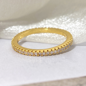 Anillo de Eternidad Chapado en Oro de 18K con Circonita Cúbica, Anillo de Boda Clásico con Micropavé para Mujer, Joyería de Moda Diaria - Product Image 4