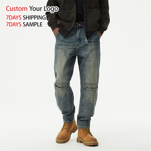 Jeans en denim décontractés mi-larges de haute qualité sur mesure, coupe droite, style streetwear, pour hommes, vente en gros - Product Image 2