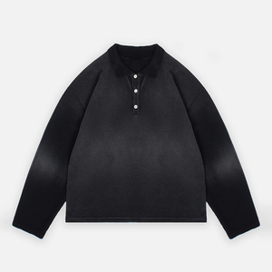 Nhà Sản Xuất Quần Áo Biểu Tượng Tùy Chỉnh Người Đàn Ông 100% Bông 300gsm Đan Pique Cổ Điển Rửa Axit Mặt Trời Faded Áo Polo - Product Image 4