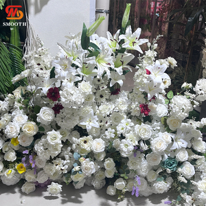 LEDA Elegant Party Events Proposals Handmade White <b>Artificial</b> Flowers Lily <b>Peony</b> Rose Runner for Wedding - Product Image 2