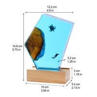 Lampe de bureau artistique en résine époxy et bois, mini, avec scène de plongée tortue, filaire USB, à intensité variable, pour les amateurs de plongée, cadeau souvenir, vente en gros