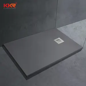 KKR Design Moderno di Colore Nero Artificiale Poli-marmo Gel-Rivestimento Composito Pietra Piatto Doccia Piatto Doccia Pan