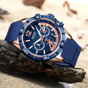 Originele Megir 2083 Horloge 3ATM Waterdichte Grote Gezicht Horloges Voor Mannen Luxe Quartz Sport Mannen Horloge