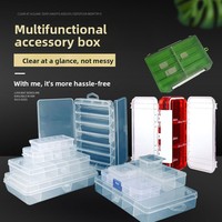 Nouvelle boîte d'accessoires pour leurres en plastique transparent avec 5 compartiments et double ensemble de rangement pour hameçons en fer