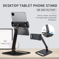 Support de téléphone portable et tablette pliable en métal à base stable et angle réglable, avec réduction en gros, pour bureau, studio, magasin de détail, en promotion