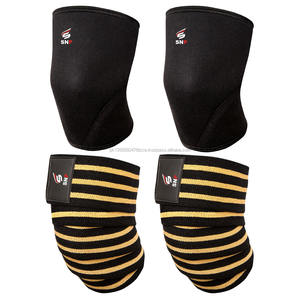 Unisex Custom Weightlifting <b>Knee</b> Wraps Powerlifting Support <b>Bandage</b> with Red Gray Color OEM Logo Fitness Safety Equipment - Product Image 3