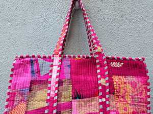 Great Price Large Cotton Quilted Handmade Block Printed Tote <b>Bag</b> Weekender Shoulder Grocery <b>Boho</b> Travel <b>Bags</b> for Women - Product Image 3