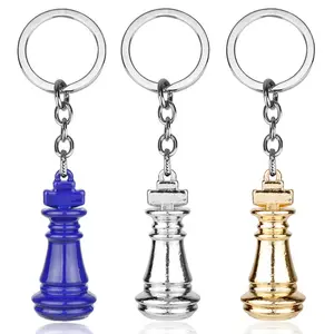 Quốc tế cờ vua Keychain Bàn cờ vua cờ vua mảnh Glass Dome Mặt dây chuyền xe túi Chất lượng cao kim loại móc chìa khóa cờ vua những người yêu thích Quà Tặng