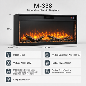 Chimenea Eléctrica Moderna de 3 Lados con Panel Táctil, Llama LED y Calefacción Suplementaria - Product Image 4