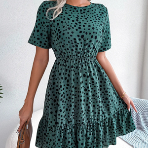 D & M estate nuova moda Casual vacanza a <span class=keywords><strong>pois</strong></span> abito in vita con stampa gonna corta da donna vita naturale drappeggiato lavabile - Product Image 2