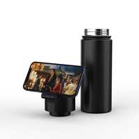 Botol Air Audio Bluetooth dengan Speaker Nirkabel Terintegrasi, Dudukan Ponsel Magnetik, Dinding Ganda Stainless Steel Modern, Daya Tahan 12-24 Jam
