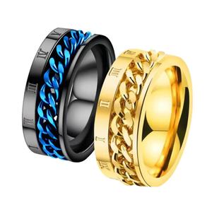 Anneaux de mariage élégants en acier inoxydable <span class=keywords><strong>gourmette</strong></span> chaîne torsadée Style Punk indien fiançailles or Biker bijoux pour les fêtes et les cadeaux - Product Image 1