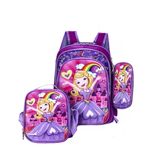 Mixed designs 3D cartoon Printed Toddler Schoolbag 3 pcs Kids Backpacks with lunch bag and pencil bag for Girls boys