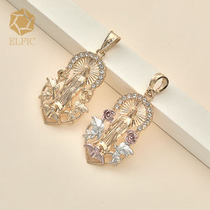 Elfic Katholischer Schmuck Vergoldete Ketten mit Anhänger Jungfrau Maria Rosenkranz Halsketten & Ketten - Product Image 3