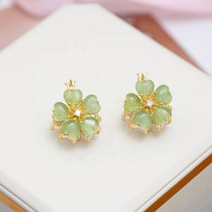 Double-Sided Geometric <b>Stud</b> Earrings Zircon S925 <b>Silver</b> Gold Plated High-End Retro Design Trendy Light Luxury Feel Women's - Product Image 4