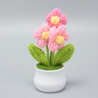 Mini fleurs en crochet de laine faites à la main pour la maison, la voiture, les fêtes, accessoires décoratifs, cadeaux de fête des Mères
