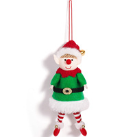 Ensemble d'ornements de Noël fantaisistes en verre circulaire, pendentifs de sapin en forme de poupées elfes masculines et féminines pour la fête de Noël et la décoration de la maison