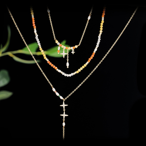 Set di Collane Stratificate Boho di Lusso Placcate in Oro 18K per Donne, Girocollo con Perline di Cristallo Giallo Citrino, Ciondolo a Stella, Collana a Y con Perle ABAS - Product Image 6