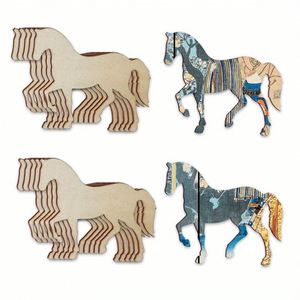 Wholesales Custom <b>Wood</b> Pet 10PCS Unfinished Wooden Horse Cutouts for DIY Painting Crafts Making Ornaments - Product Image 1