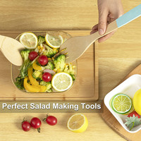 6 pièces ustensiles de cuisine en bambou colorés ensemble de gadgets de cuisine avec spatules et cuillères y compris louche dans la conception de la boîte