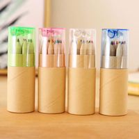 Unionpromo – Mini-crayons personnalisés en bois de tilleul, lot de 12 crayons de couleur avec taille-crayon, non solubles, pour cadeaux et usage général