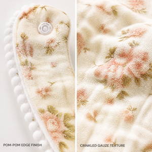 Kaiyue Cotton Gauze Baby Bib <strong>Double</strong> Layer Drool Bib With Pom Pom Trim Reversible Bandana Bibs Wholesale OEM ODM Supplier - Product Image 5