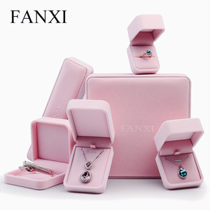 FANXI - Caja de Joyería de Terciopelo Rosa de Lujo Personalizada para Anillos, Colgantes, Pulseras, Collares Largos, para Niñas y Mujeres - Product Image 2