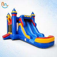 Joy2fun Château Gonflable Compact pour Enfants, Idéal pour Fêtes, avec Toboggan et Zone de Saut, pour l'Extérieur - Grande Vente