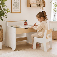 Ensemble de bureau et chaise d'étude en bois Montessori pour enfants, table d'apprentissage pour tout-petits avec tiroir de rangement pour le salon
