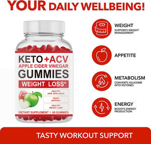 เยลลี่ลดน้ำหนักฮาลาลกับ Keto ACV-แอปเปิ้ลไซเดอร์น้ำส้มสายชู1000มก. ลดไขมันสูตรมังสวิรัติเผาผลาญไขมัน bhb - Product Image 2