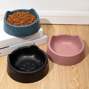 Cat Ear Shaped Pet Bowl PP <b>Material</b> Food Grade Cat Food Water Bowl Single Paw Design - Product Image 1
