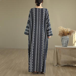 Kaftan <span class=keywords><strong>marocain</strong></span> Bubu à imprimé numérique, taille unique, longueur ras du sol, avec écharpe, style décontracté d'été, taille empire modeste - Product Image 5