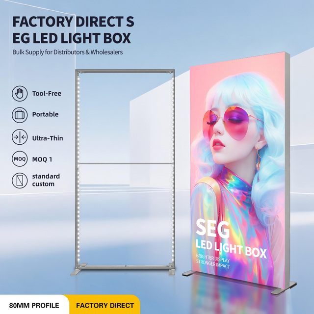Portable Aluminum Frame LED SEG Fabric Backdrop Stand Pop Backlit Light Box Sign Exhibition Booth Modular Display 6500K Tool