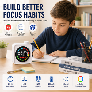 Minuteur numérique F10, batterie rechargeable, matériau ABS, 3 niveaux de <span class=keywords><strong>volume</strong></span>, compte à rebours/compte à rebours positif, mode Pomodoro pour la préparation aux examens, l'étude des enfants - Product Image 1