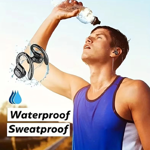 SP16 Earphone TWS nirkabel dengan mikrofon, earbud olahraga Bass Stereo lari waktu siaga panjang, Earphone musik kait telinga - Product Image 4