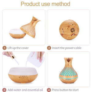 YX-034G Wood Grain Essential Oil Diffuser 500ml Grid Design Quiet <b>Humidifier</b> for Home Use - Product Image 4