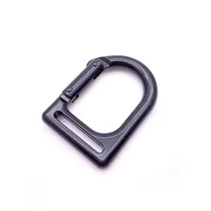 Rak Cincin Berbentuk D, Carabiner Panjat Tebing, Gantungan Kunci Logam Hitam, Cincin Cincin Semi-lingkaran, Kancing Cincin Logam Hitam