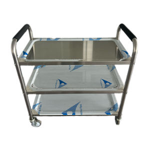 Victory Three-Layer Stainless Steel Trolley Inox <b>Handcart</b> Dining Car for Kitchen Restaurant Supplies Hotel Equipment Wholesale - Product Image 3