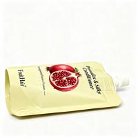 Sachets d'emballage pour après-shampoing avec bec verseur et bouchon à vis, personnalisables avec logo imprimé, recyclables, formats 30ml, 50ml, 100ml